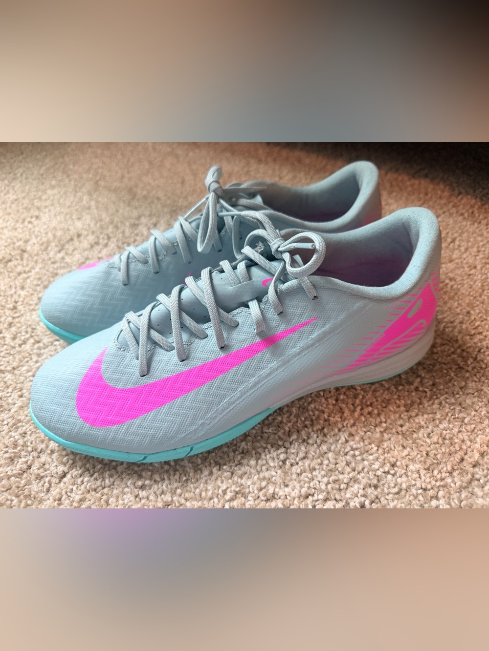 Nike Women’s Light Gray Athletic Shoes with Pink Swoosh